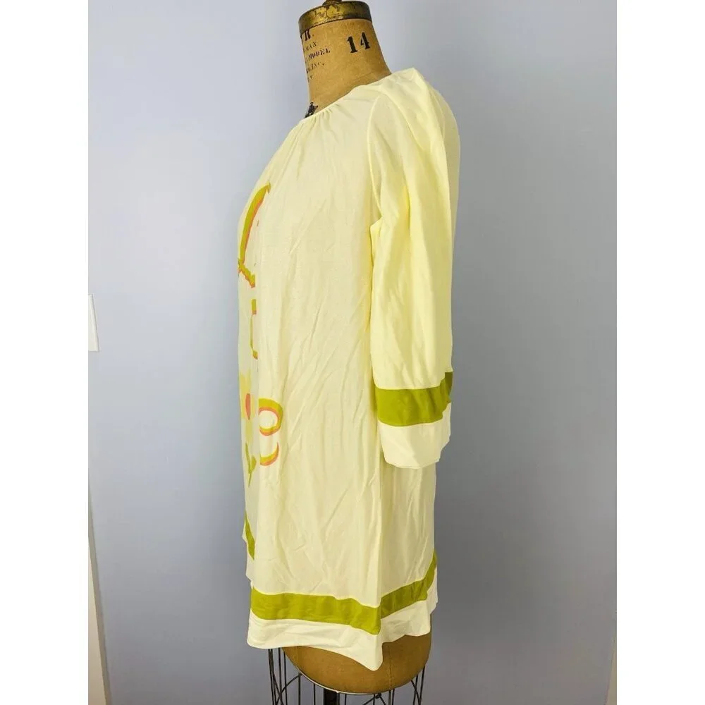Vintage 70s JC Penney Gaymode Nightgown Size S Love Hippie Yellow Nightshirt